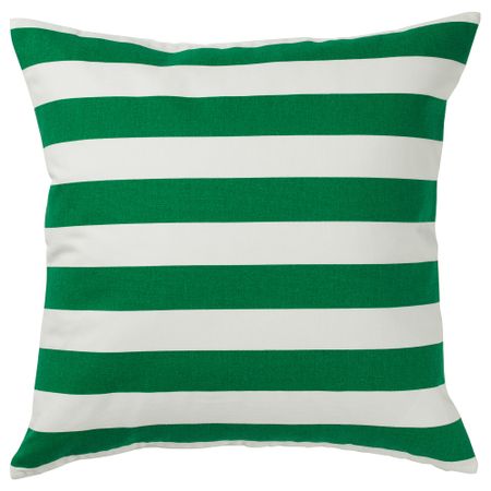 Чехол на подушку СОММАР 2019, белый, зеленый/желтый в полоску (50x50 см)