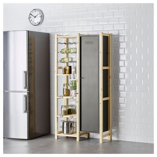 2 секции, полки/шкаф/комод ИВАР, сосна, серый (92x30x179 см) - фото 1