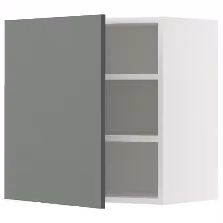 METOD Навесной шкаф с полками - белый/Nickebo матовый серо-зеленый 60x60 см