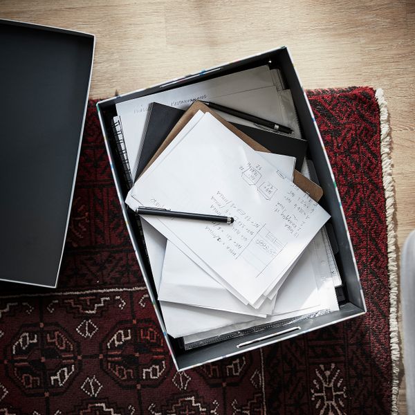 Коробка с крышкой, серый разноцветный/бумага 25x35x20 см IKEA TJENA ТЬЕНА 604.673.21 - фото 5