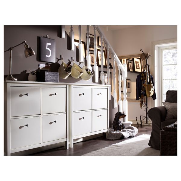 Галошница, 4 отделения, белый 107x22x101 см IKEA HEMNES ХЕМНЭС 803.754.34 - схема-чертеж с размерами