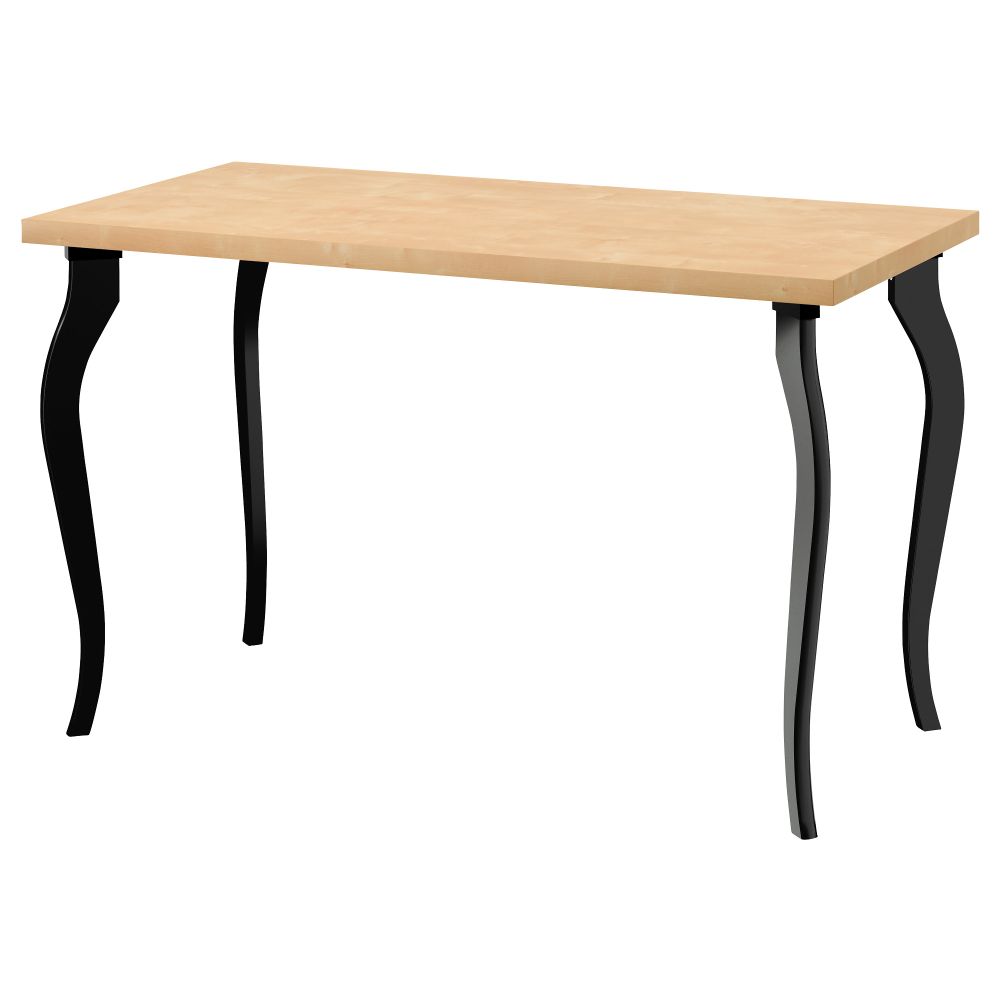 Стол ЛИННМОН / ЛАЛЛЕ, под березу, черный (120x60 см) - фото 1