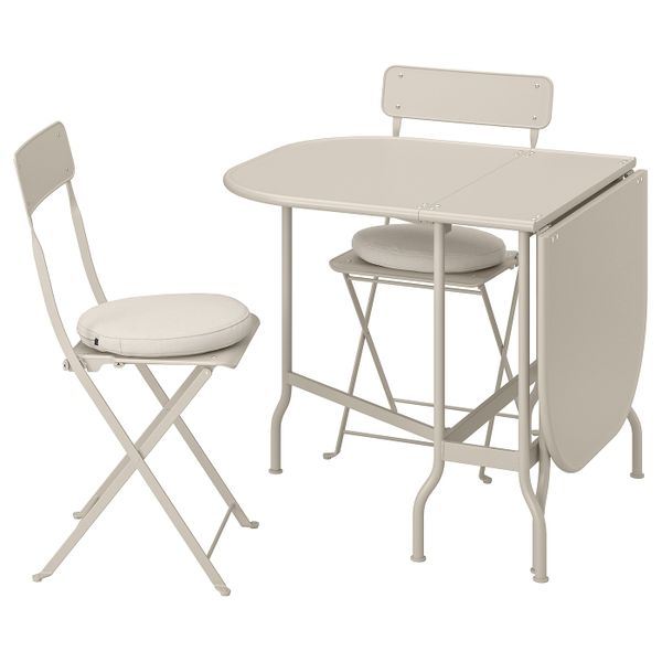Садовый складной стол + 2 стула, бежевый/ФРЁСЁН/ДУВХОЛЬМЕН бежевый IKEA САЛЬТХОЛЬМЕН 992.708.61 - фото 1