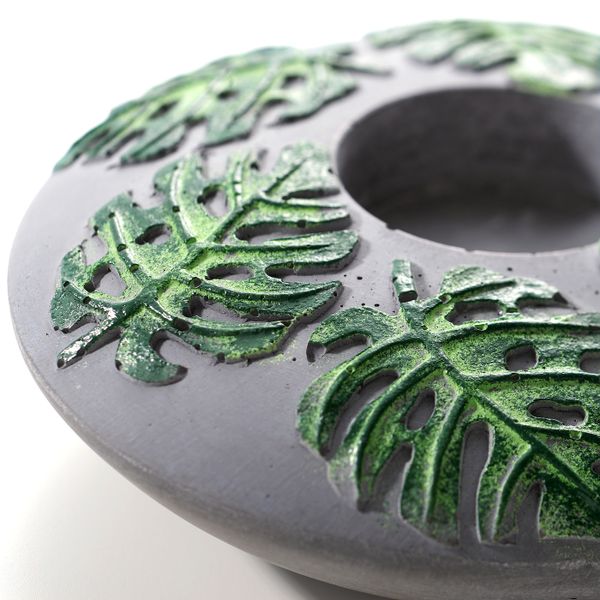 Подсвечник для греющей свечи, серый, лист, 12 см IKEA МИДДАГССОЛ 704.738.78 - схема-чертеж с размерами