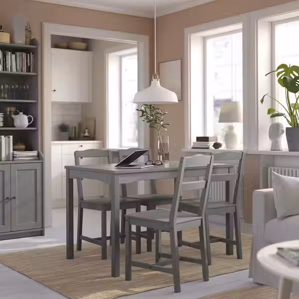 HAUGA / HAUGA Стол и 4 стула - серый/серый 118x74 см - фото 2