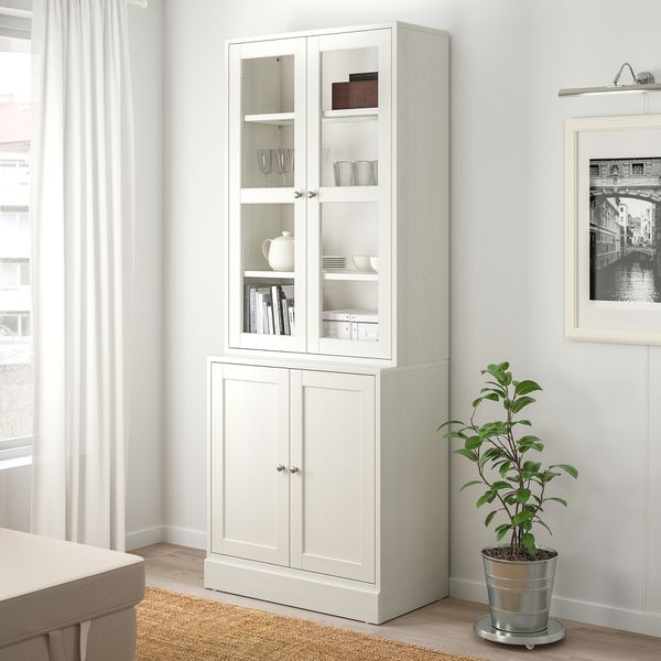 Комбинация для хранения с стеклянная дверцы, 81x47x212 см, белый IKEA HAVSTA ХАВСТА 292.659.81 - фото 3