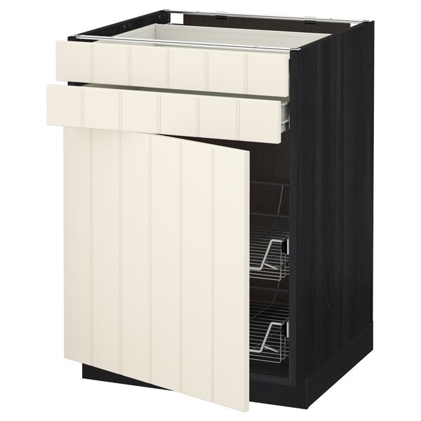 Напольный шкаф, дверца, 2 ящика, проволочных корзин МЕТОД / ФОРВАРА, черный, Хитарп белый с оттенком - схема-чертеж с размерами