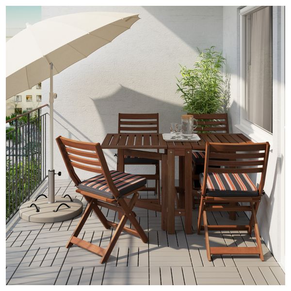 Стол + 4 складных стула, для сада ЭПЛАРО, коричневая морилка, Экерон черный - фото 2