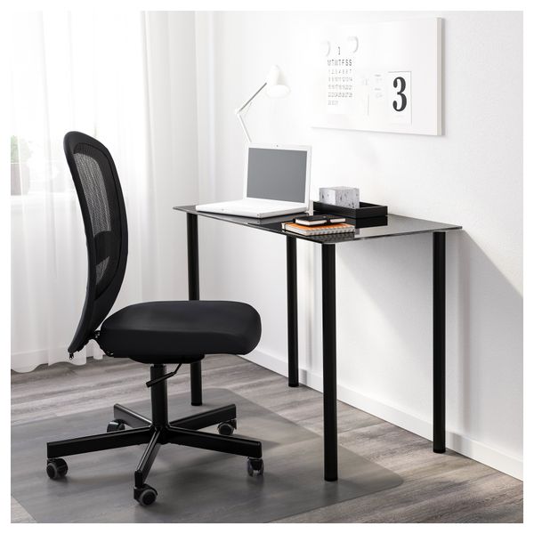 Стол ГЛАСХОЛЬМ / АДИЛЬС, стекло черный, черный (99x52 см) - схема-чертеж с размерами