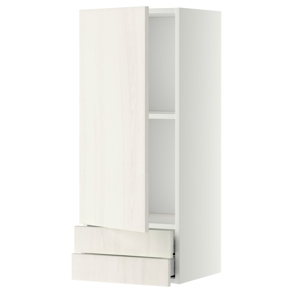 Навесной шкаф с дверцей, 2 ящика МЕТОД / МАКСИМЕРА, белый, Росдаль белый - схема-чертеж с размерами