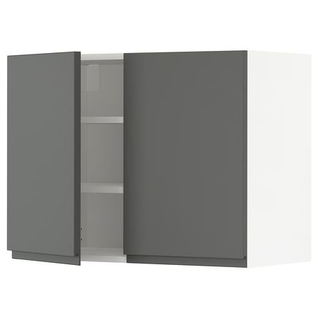 METOD Навесной шкаф с полками/2дверцы - белый/Voxtorp темно-серый 80x60 см