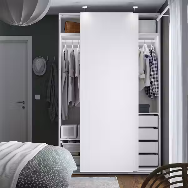 PAX / HASVIK Гардероб, комбинация - белый/белый 150x66x236 см - схема-чертеж с размерами