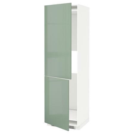 Высокий шкаф для холодильника или морозильн, белый, Калларп светло-зеленый, 60x60x200 см IKEA МЕТОД 592.252.86