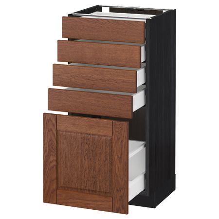 Напольный шкаф с 5 ящиками МЕТОД / МАКСИМЕРА, черный, Филипстад коричневый