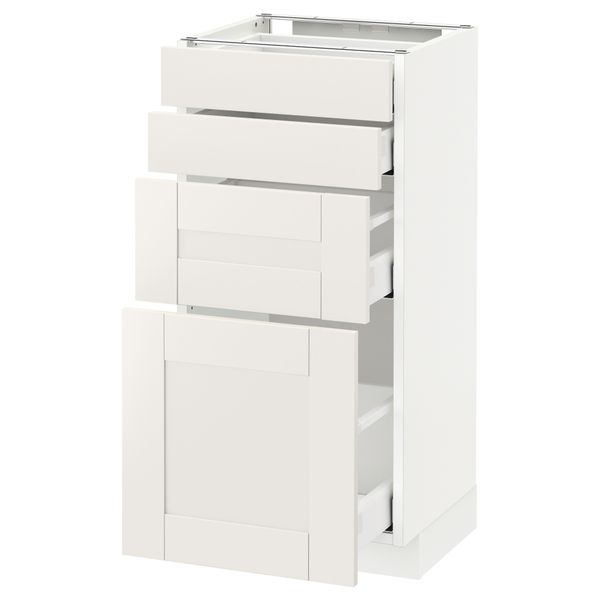 Напольный шкаф 4 фронтальных панели, 4 ящика МЕТОД / МАКСИМЕРА, белый, Сэведаль белый - схема-чертеж с размерами