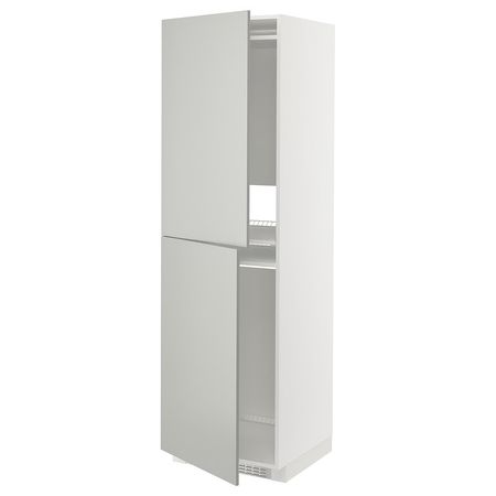 METOD Высокий шкаф д/холодильн/морозильн - белый/Havstorp светло-серый 60x60x200 см