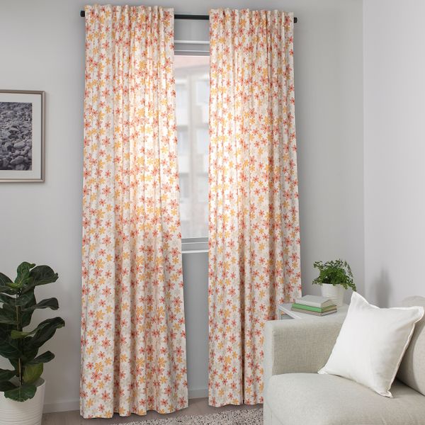 Гардины, 2 шт., цветок 145x300 см IKEA SKÄRMMAL СКЭРММАЛ 505.219.03 - фото 2