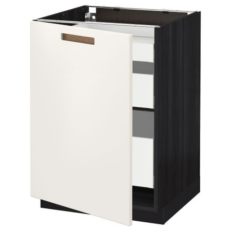 Напольный шкаф с 1 дверцей, 3 ящика МЕТОД / МАКСИМЕРА, черный, Мэрста белый