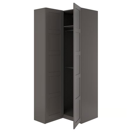 PAX / BERGSBO Гардероб угловой - темно-серый/темно-серый 111/88x236 см