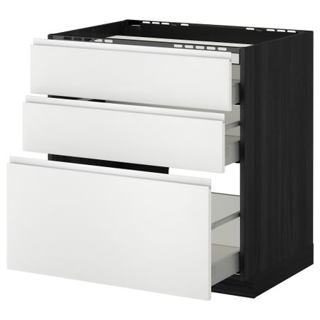 Напольный шкаф, 3 фронтальных панели, 3 ящика МЕТОД / МАКСИМЕРА, черный, Нодста белый