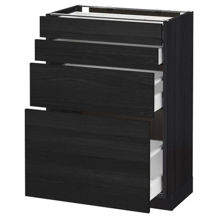 Напольный шкаф 4 фронтальных панели, 4 ящика МЕТОД / МАКСИМЕРА, черный, Тингсрид черный