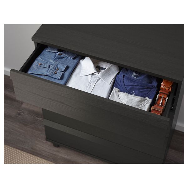 Комод с 4 ящиками ОППЛАНД, коричневая морилка ясеневый шпон (80x102 см) - фото 2