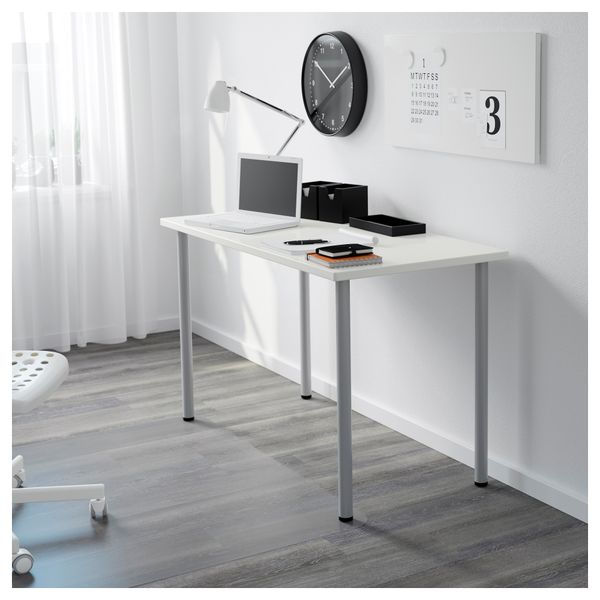 Стол ХИССМОН / АДИЛЬС, белый, серебристый (120x60 см) - схема-чертеж с размерами