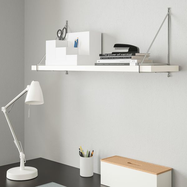 Полка навесная, белый/хромированный 80x20 см IKEA BERGSHULT БЕРГСХУЛЬТ / PERSHULT ПЕРСГУЛЬТ 292.907.30 - фото 3