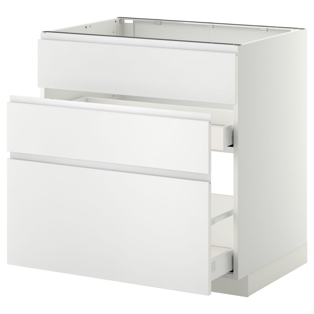 Напольный шкаф под мойку + 3 фронтальных панели, 2 ящика МЕТОД / МАКСИМЕРА, белый, Нодста белый - схема-чертеж с размерами