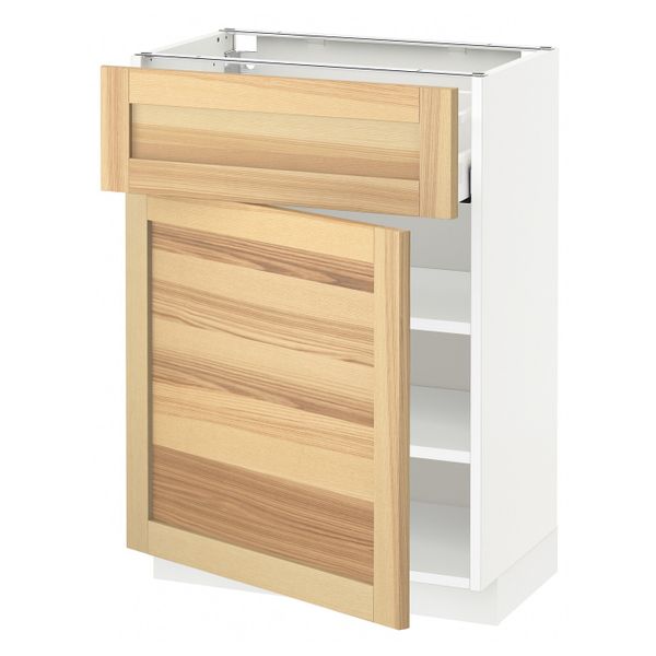 Напольный шкаф с ящиком/дверью, белый/Торхэмн ясень 60x37 см IKEA METOD МЕТОД / MAXIMERA МАКСИМЕРА 792.359.44 - фото 1