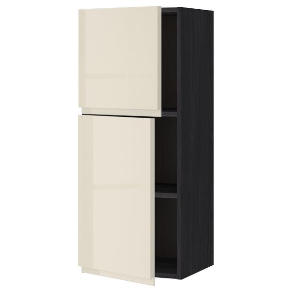 Навесной шкаф с полками/2дверцы, черный, Воксторп глянцевый светло-бежевый 40x100 см IKEA МЕТОД 092.394.60 - схема-чертеж с размерами