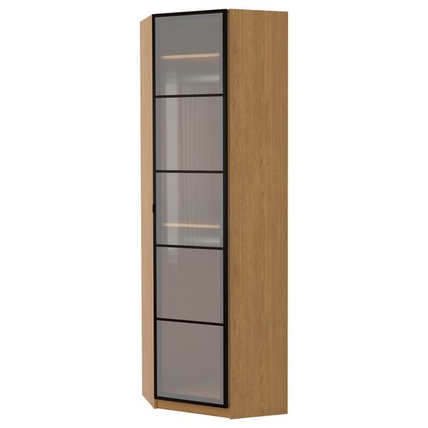 Гардероб угловой ПАКС, под дуб, Февик матовое стекло - фото 1