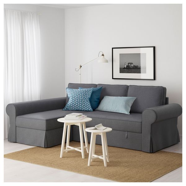Диван-кровать с козеткой БАККАБРУ, Нордвалла темно-серый - фото 2