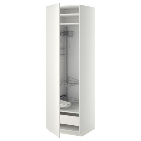 Высокий шкаф с отделением для аксессуаров, для уборки МЕТОД / МАКСИМЕРА, белый, Веддинге белый