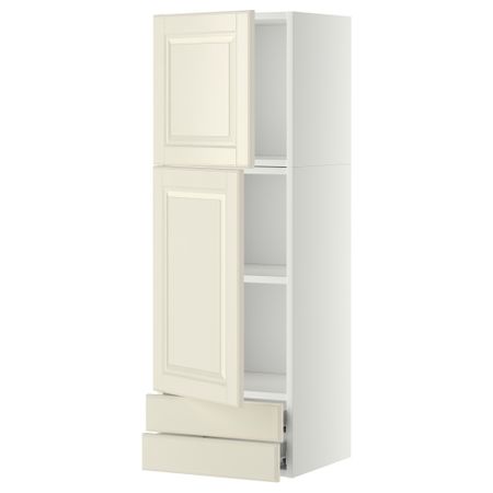 Навесной шкаф, 2 дверцы, 2 ящика МЕТОД / ФОРВАРА, белый, Будбин белый с оттенком