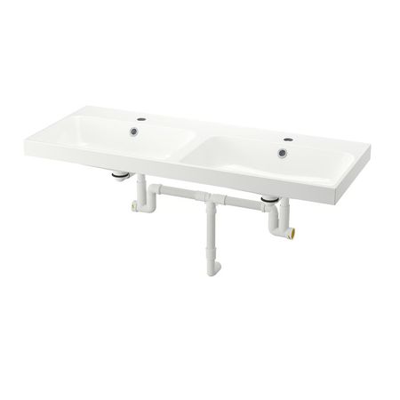 BACKSJÖN Двойная раковина с сифоном - белый 120x48 см