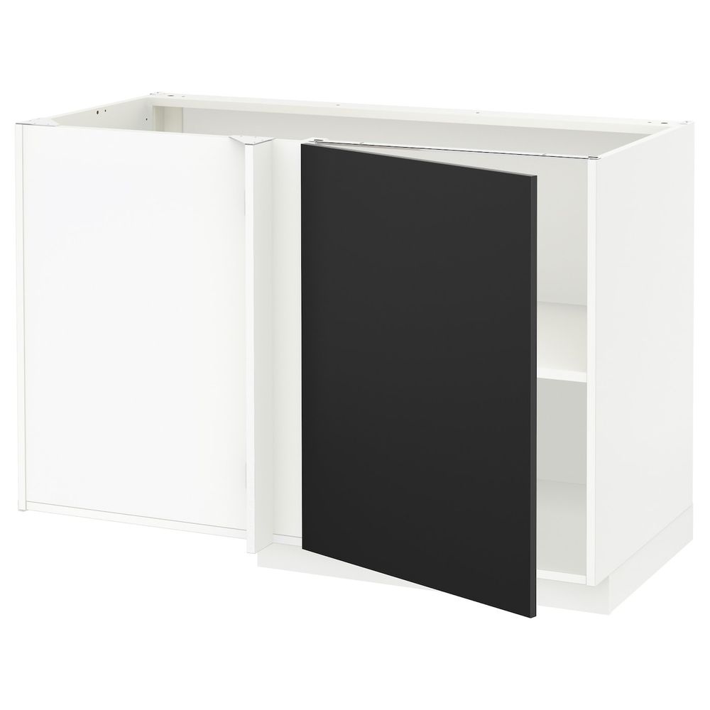 Угловой напольный шкаф с полкой, белый/Юдевалла антрацит 128x68 см IKEA METOD МЕТОД 592.403.62 - схема-чертеж с размерами