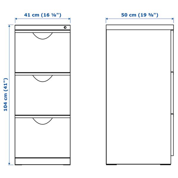Шкаф для папок, белый 41x104 см IKEA ERIK ЭРИК 303.599.26 - схема-чертеж с размерами