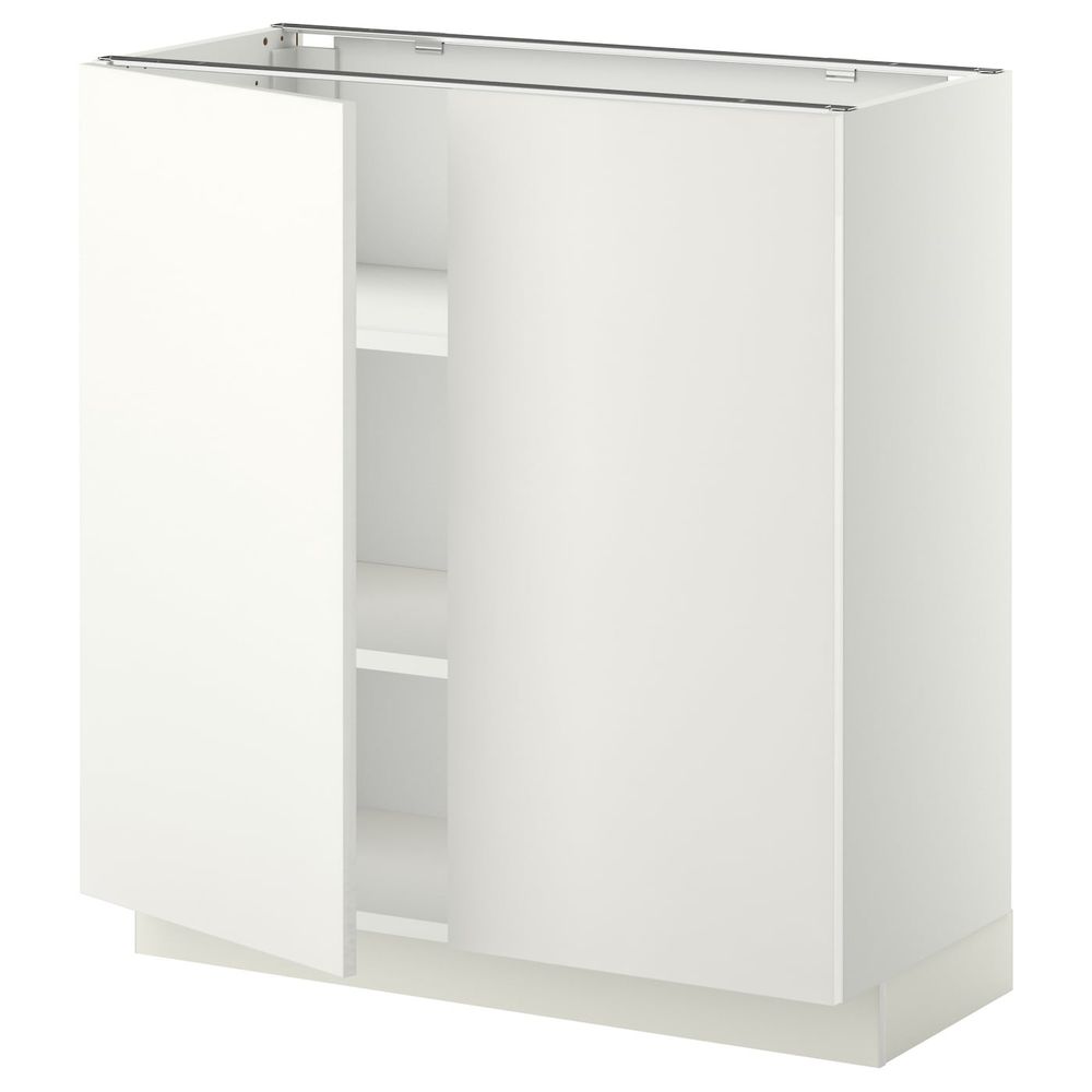 Напольный шкаф с полками/2двери, белый/Хэггеби белый 80x37 см IKEA METOD МЕТОД 292.262.87 - схема-чертеж с размерами