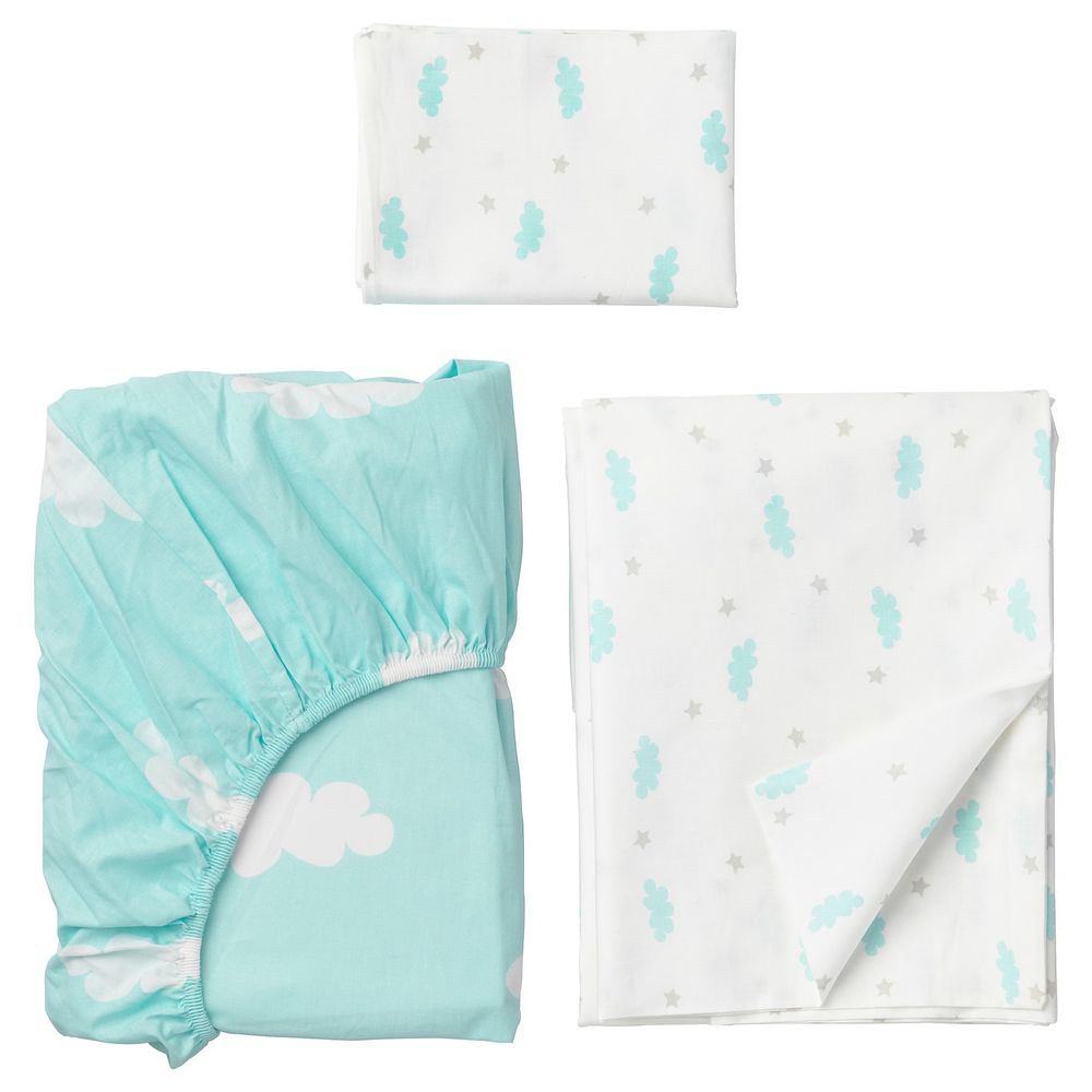 Комплект постельного белья, 3 предм, бирюзовый 110x125/35x55 см IKEA ХИММЕЛЬСК 803.707.28 - фото 1