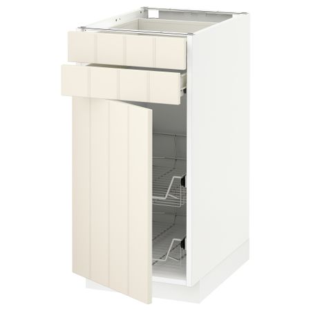 Напольный шкаф, дверца, 2 ящика, проволочных корзин МЕТОД / ФОРВАРА, белый, Хитарп белый с оттенком