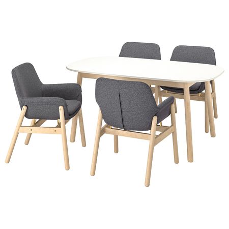Стол и 4 стула, белый, береза 160x95 см IKEA VEDBO ВЕДБУ / VEDBO ВЕДБУ 593.068.95