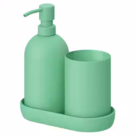 GANSJÖN Набор для ванной,3 предмета - светло-зеленый
