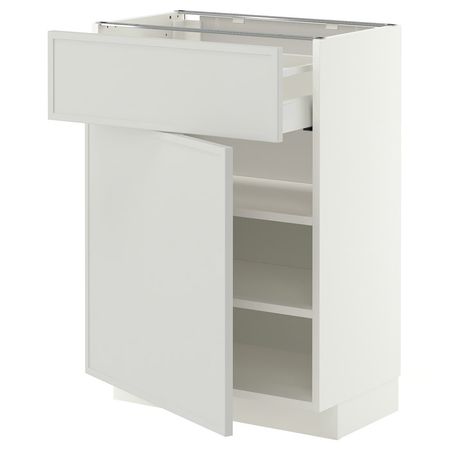 METOD / MAXIMERA Напольный шкаф с ящиком/дверцей - белый/Aspudden светло-серый 60x37 см