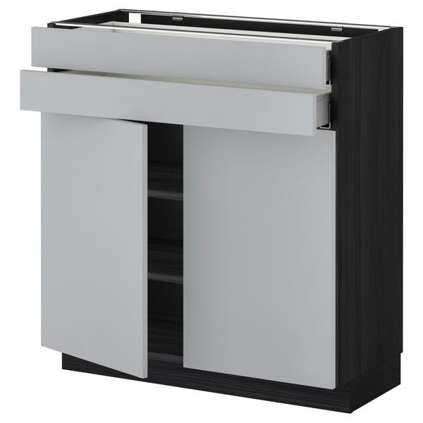 Напольный шкаф, 2 дверцы, 2 ящика МЕТОД / МАКСИМЕРА, черный, Веддинге серый - фото 1