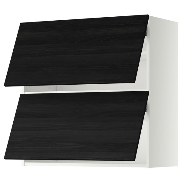 Навесной шкаф, 2 дверцы, горизонтальный МЕТОД, белый, Тингсрид черный - схема-чертеж с размерами