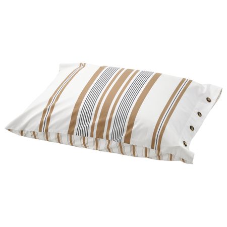 Наволочка, белый, коричневый в полоску, 50x60 см IKEA LAPPDUNÖRT 605.264.34
