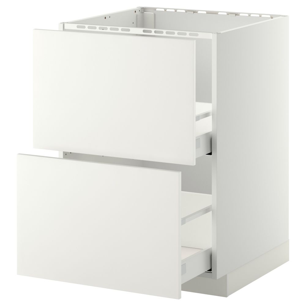 Напольный шкаф под мойку + 2 фронтальных панели, 2 ящика МЕТОД / МАКСИМЕРА, белый, Хэггеби белый - схема-чертеж с размерами