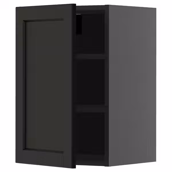 METOD Навесной шкаф с полками - черно-серый/Lerhyttan черная морилка 40x60 см - фото 1