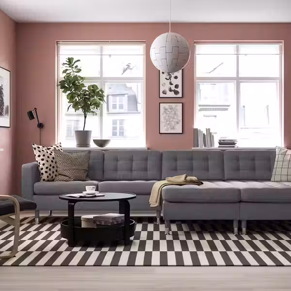 LANDSKRONA 4-местный диван с козетками - Gunnared темно-серый/металл - фото 2